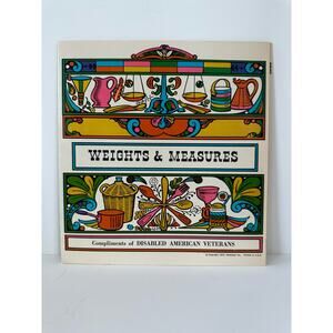 Retro 1970 Kitchen Weights & Measurements Chart THE REAL DEAL not a print 8"x8"